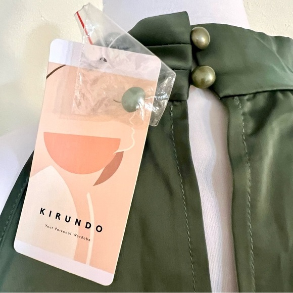 NWT KIRUNDO Women Satin Mock Neck Party Cocktail Midi Dress Wrap Ruffle size L - Picture 9 of 12